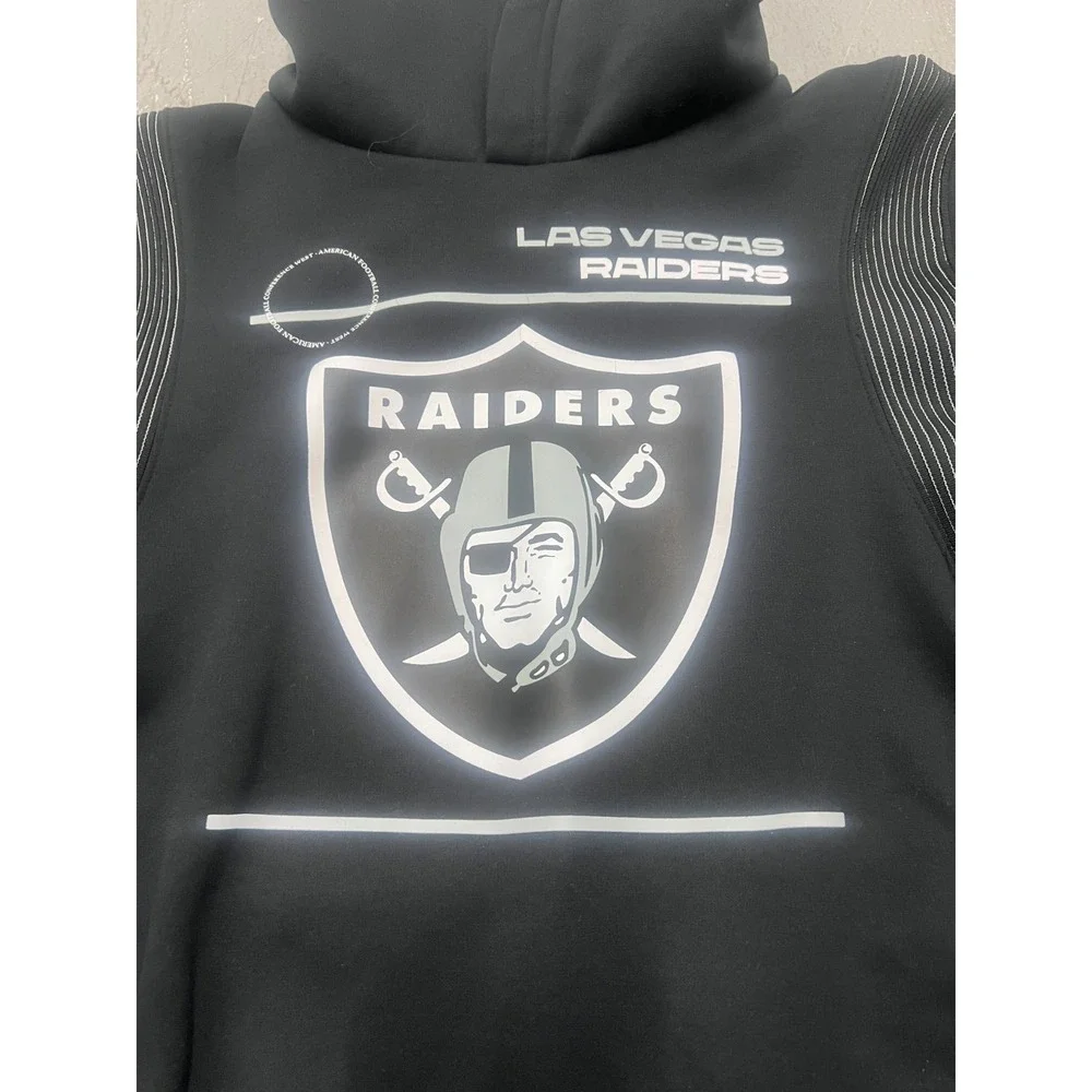 Nike Dri-Fit Las Vegas Raiders Football Hoodie Boys M 10/12 Black Fleece‎ Lined